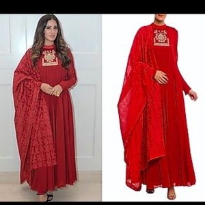 Chic Red Lehenga with Embroidered Detailing